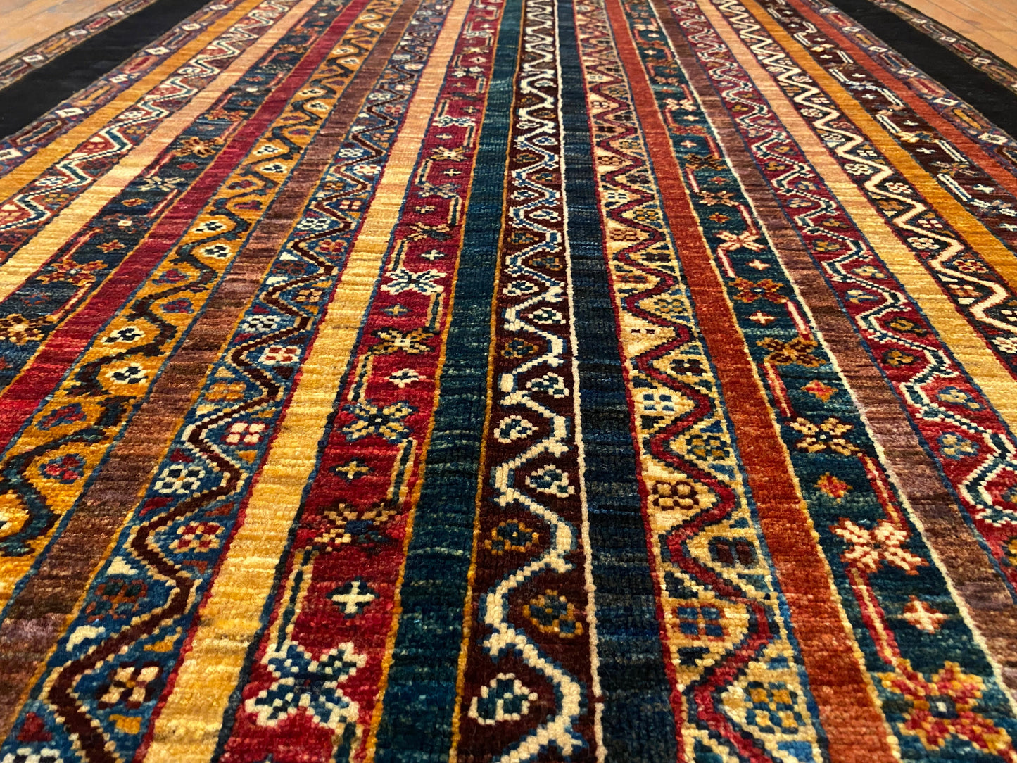 Handmade Zara Inspired Wool Area Rug - Vintage Style Hand-Knotted Neutral Black Oriental Carpet with Textured Design for Living Room, Bedroom Decor 4”x5’9”ft Cappadocia Rug Collection