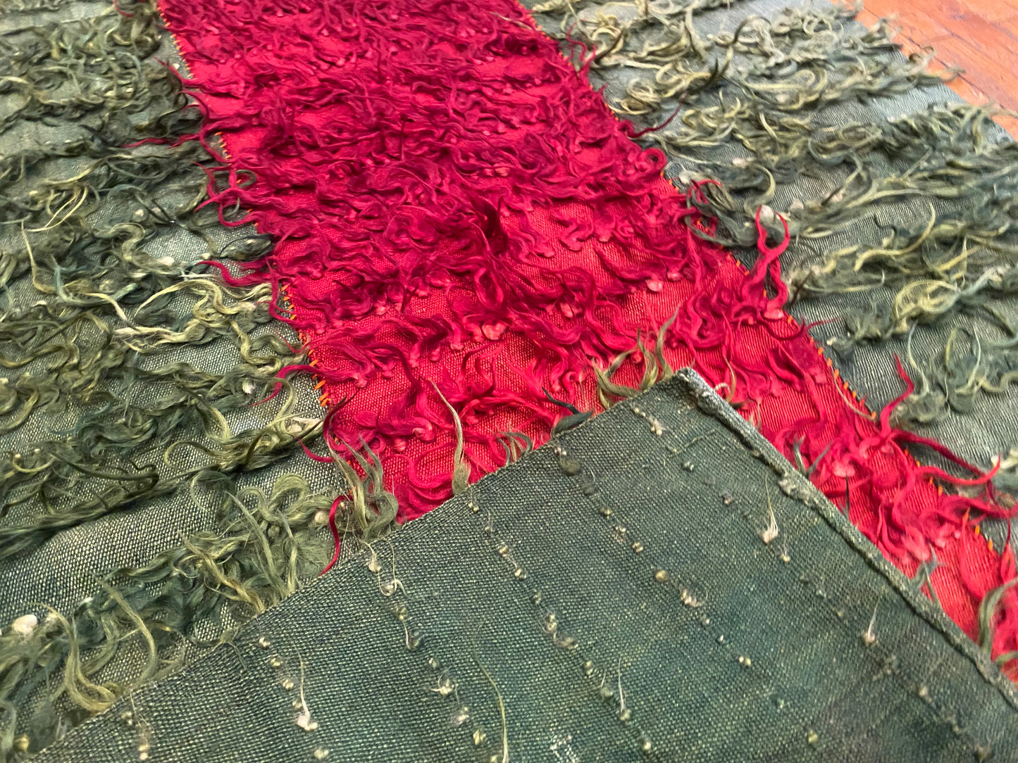 Authentic Turkish Tulu Rug – Handmade Wool Shag Carpet, Anatolian Tribal Design 3'2''x4'6''ft