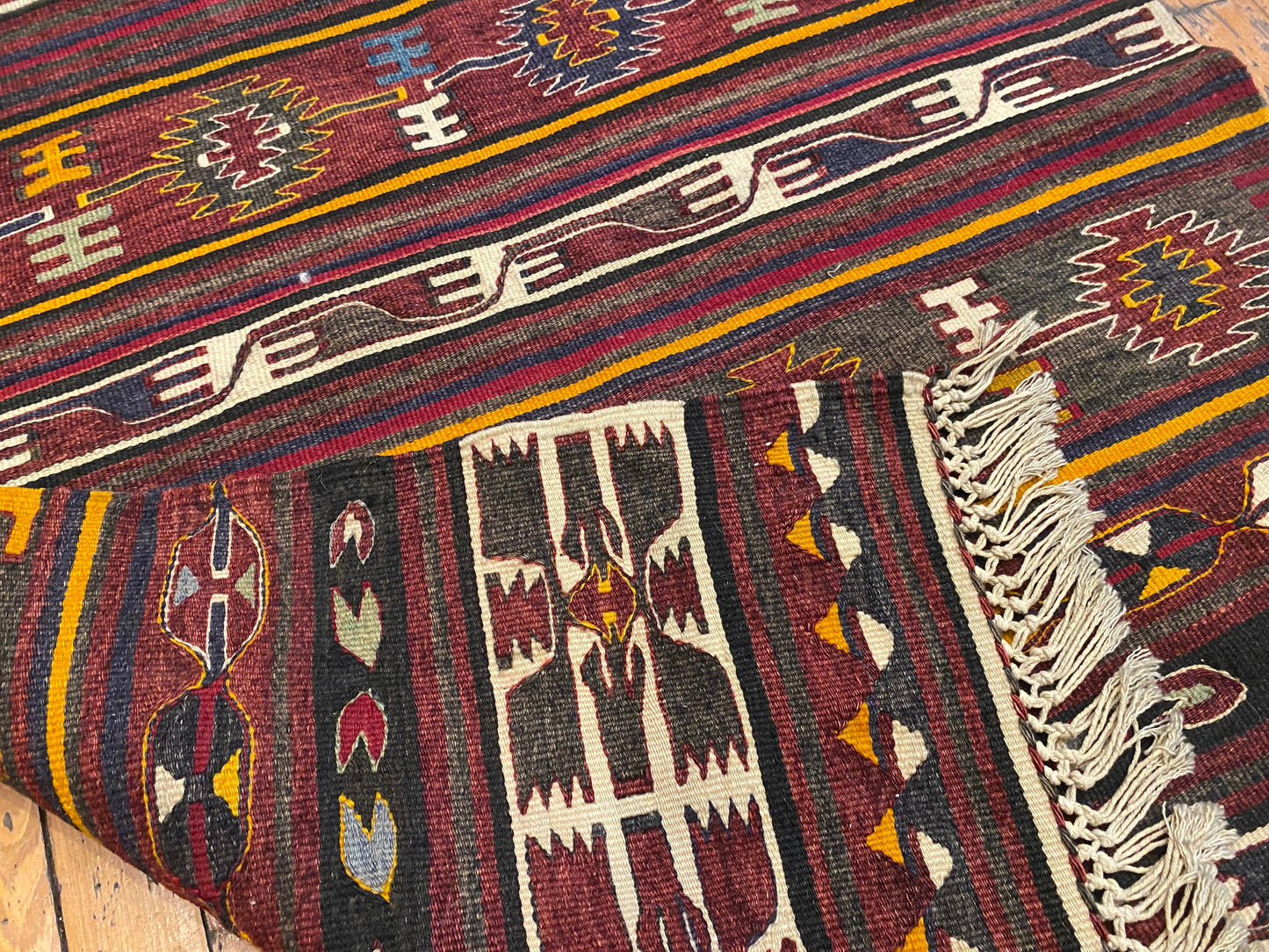 Turkish Wool Kilim Rug 3x4 ft - Handwoven Vintage Flatweave Carpet Cappadocia Rug Collection