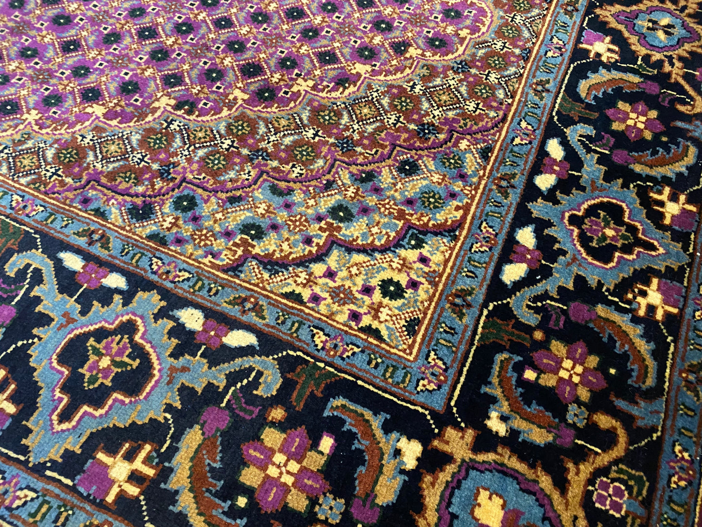 Geometric Design Handmade Wool Area Rug, Knotted Pile 5”x7”ft Cappadocia Rug Collection