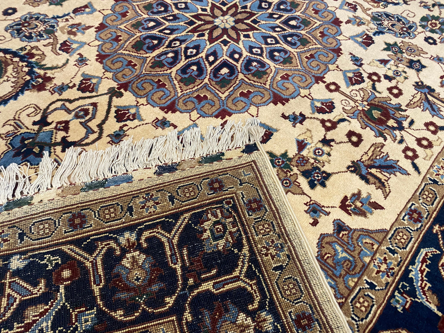 Classic Handmade Wool Oriental Carpet with Geometric Layout 5”x7” Cappadocia Rug Collection