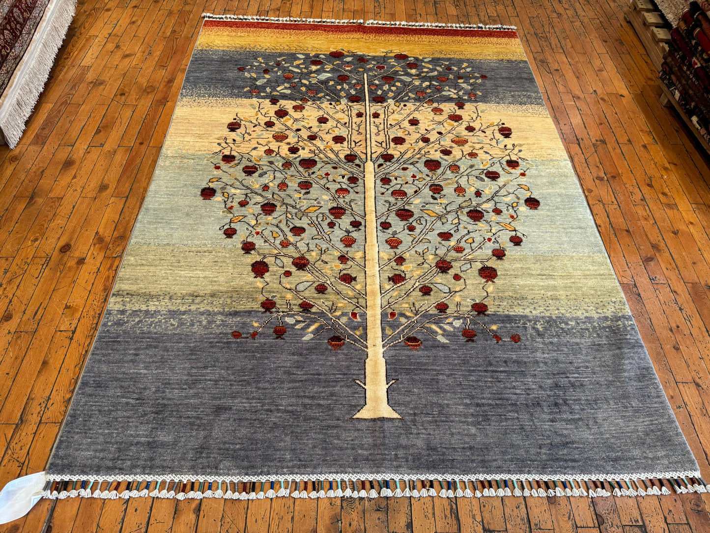 Handwoven Wool Rug – Tree of Life Design, Oriental Handmade Carpet 5x7ft Cappadocia Rug Collection
