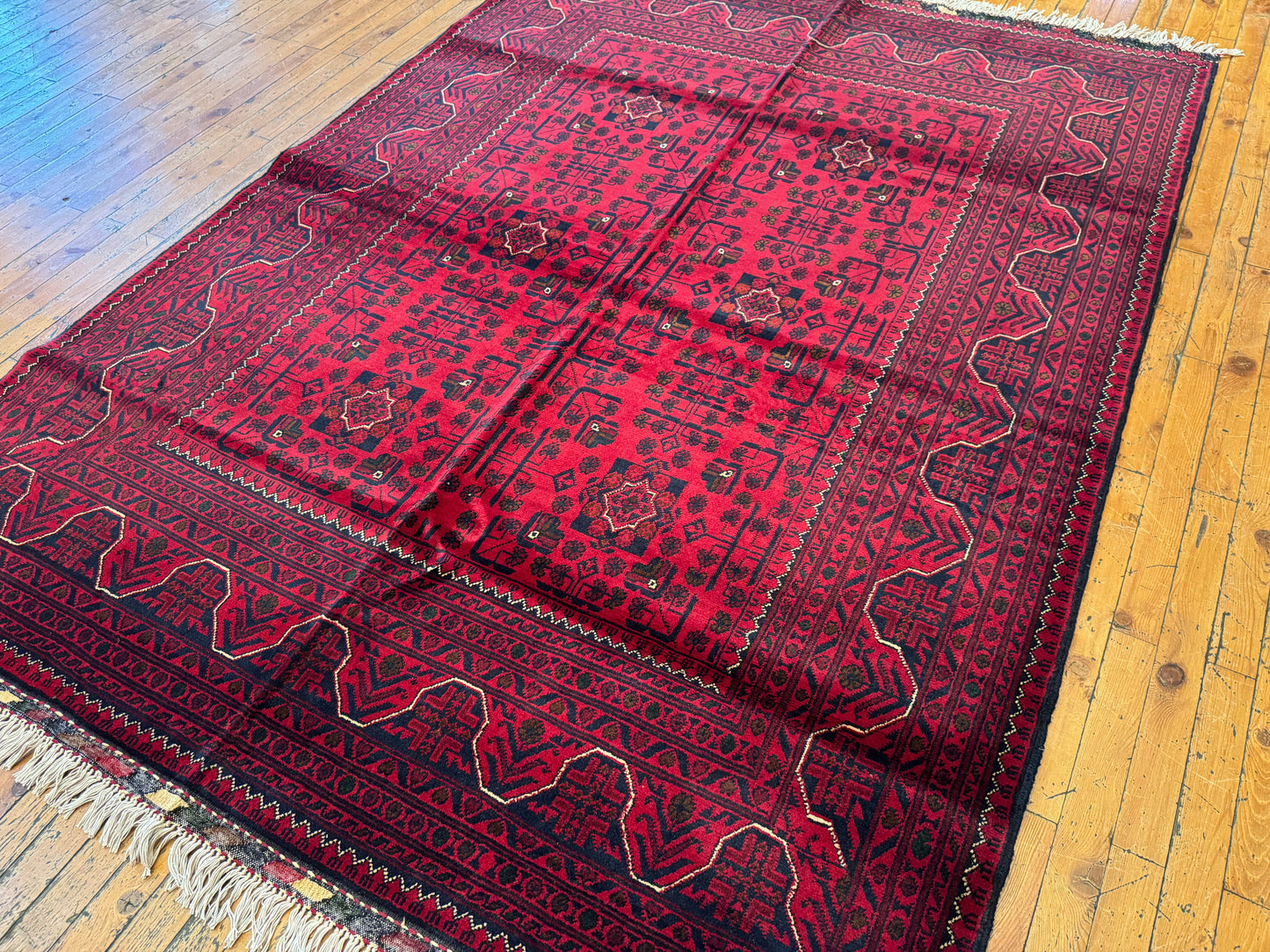 Vintage Burgundy Handmade Rug – Wool, Traditional Motifs 5x7ft Cappadocia Rug Collection