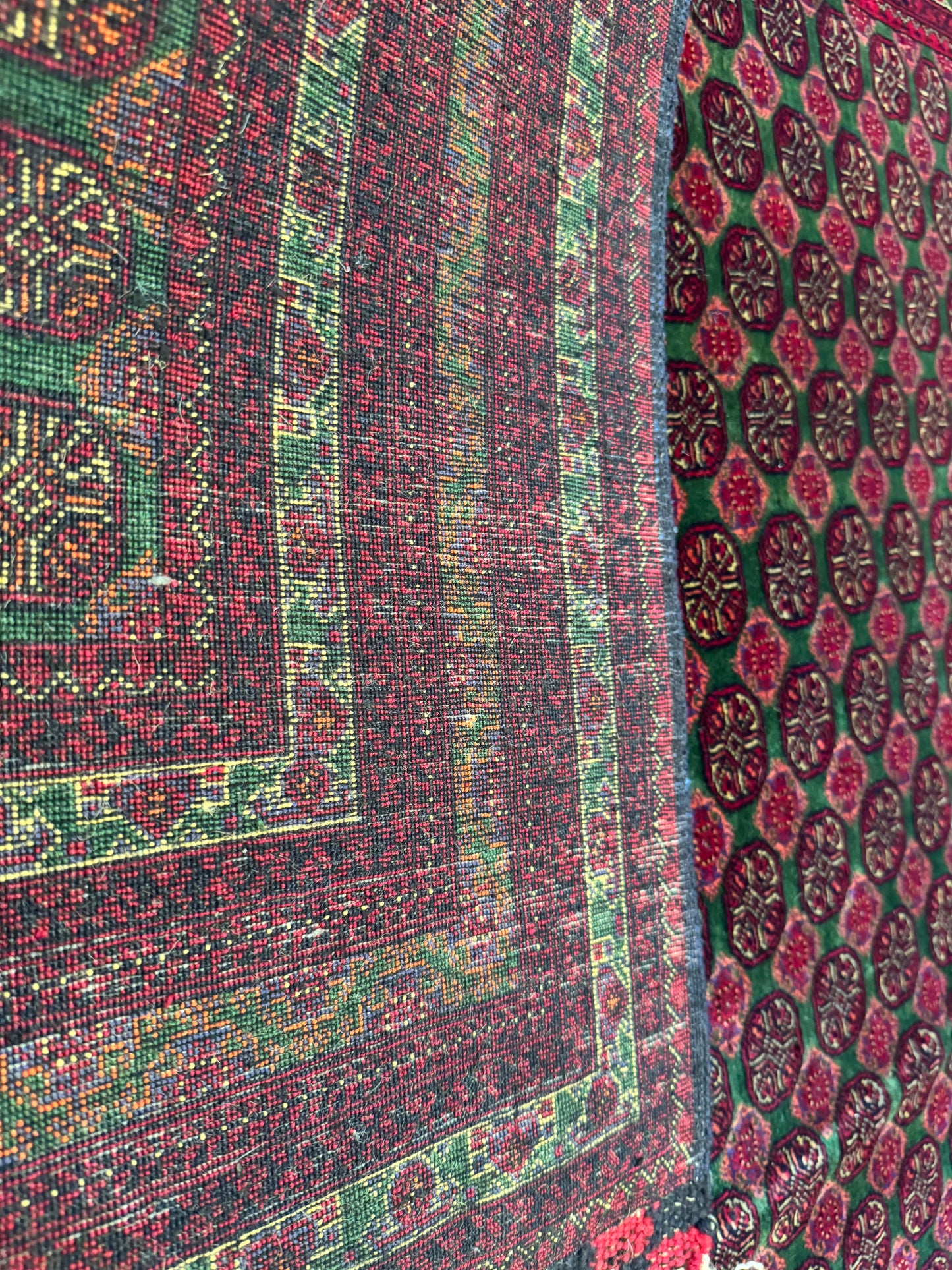 Deep Red Bukhara Hand-Knotted Wool Rug – Geometric Pattern Vintage Carpet 5x7ft Cappadocia Rug Collection