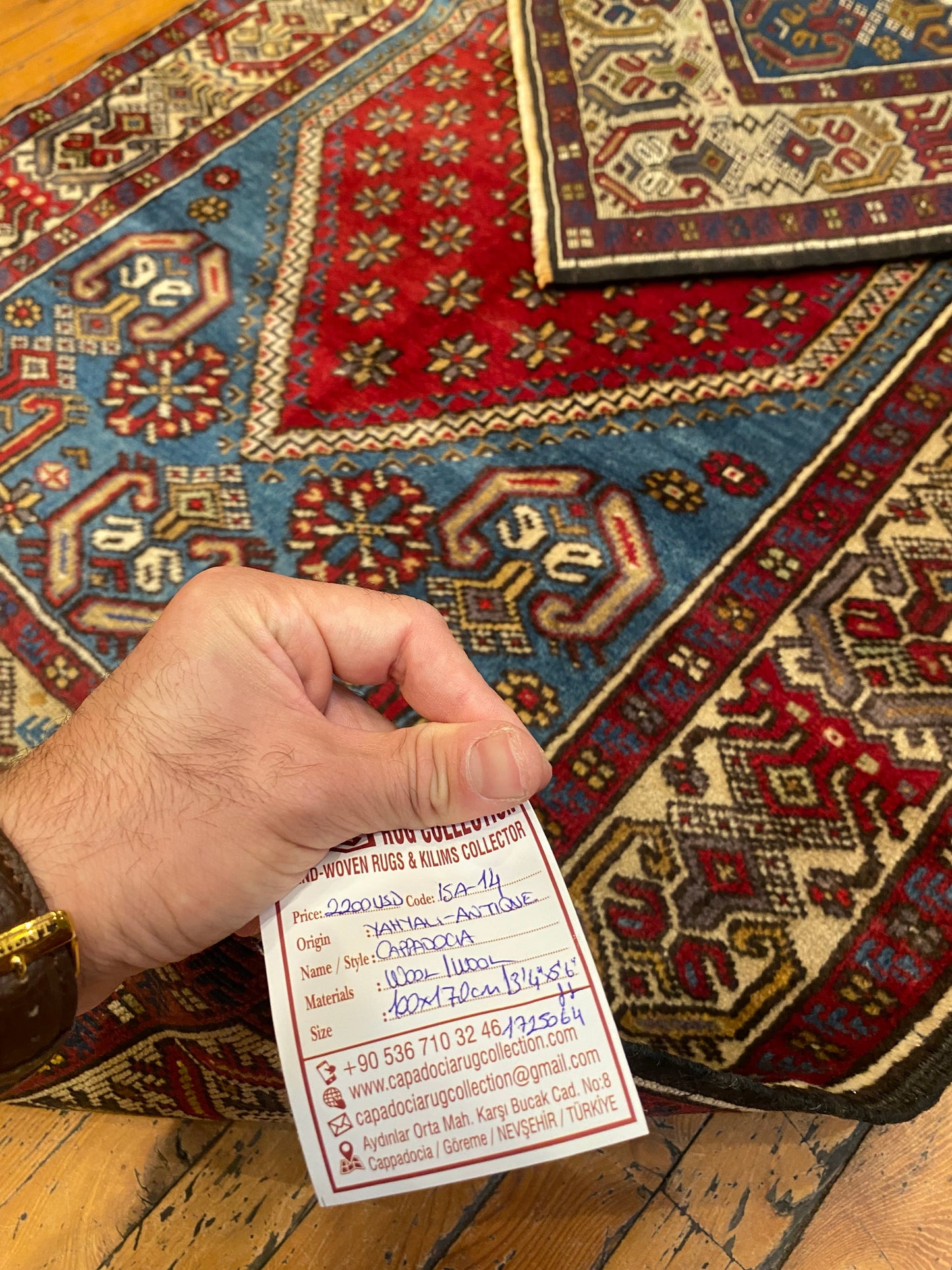 Turkish Wool Rug from Cappadocia ,Yahyali Pattern ,Double Knotted, Natural Dyes Cappadocia Rug Collection