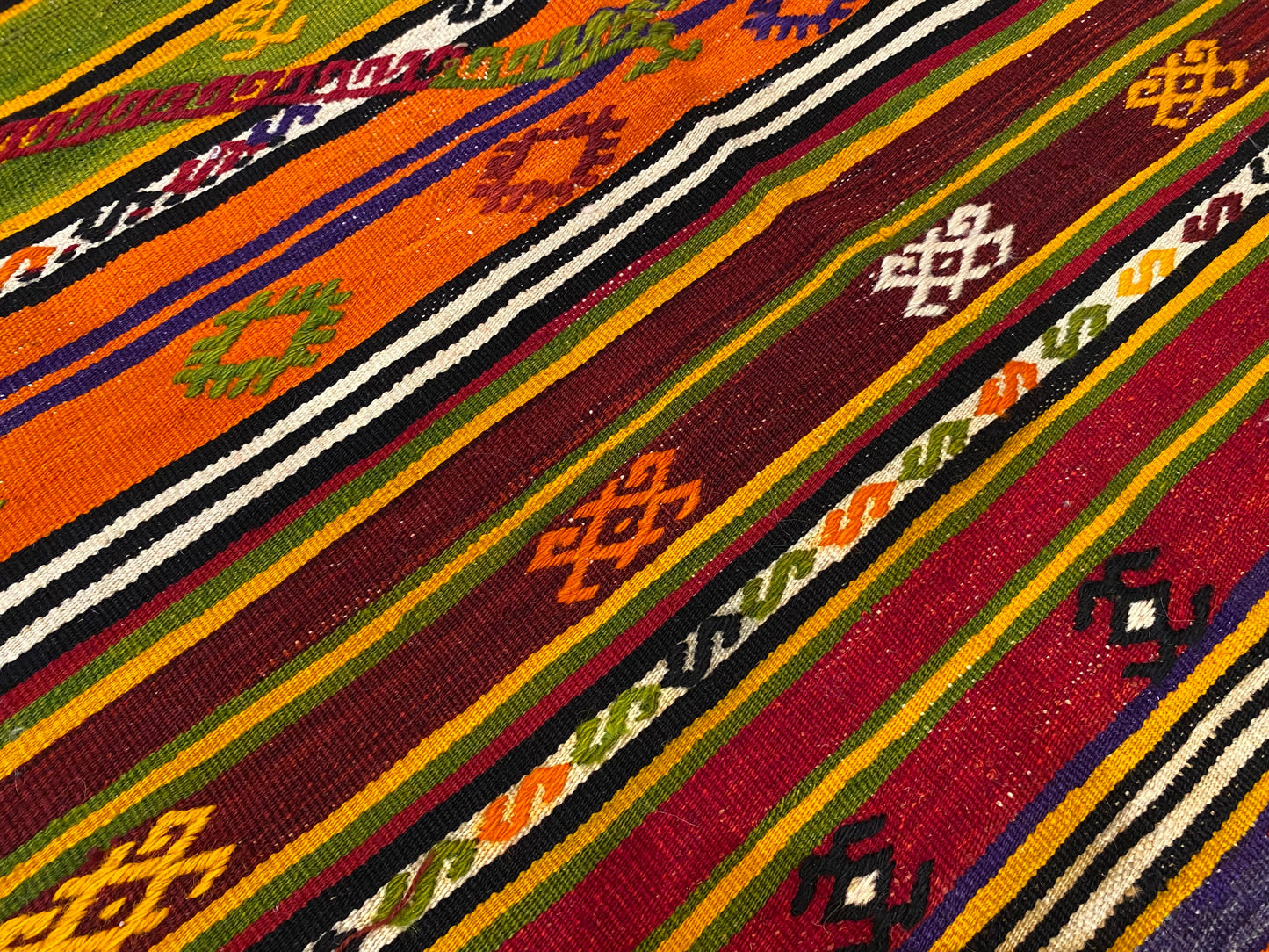 Vintage Anatolian Kilim with Natural Dyes and Unique Motifs Cappadocia Rug Collection