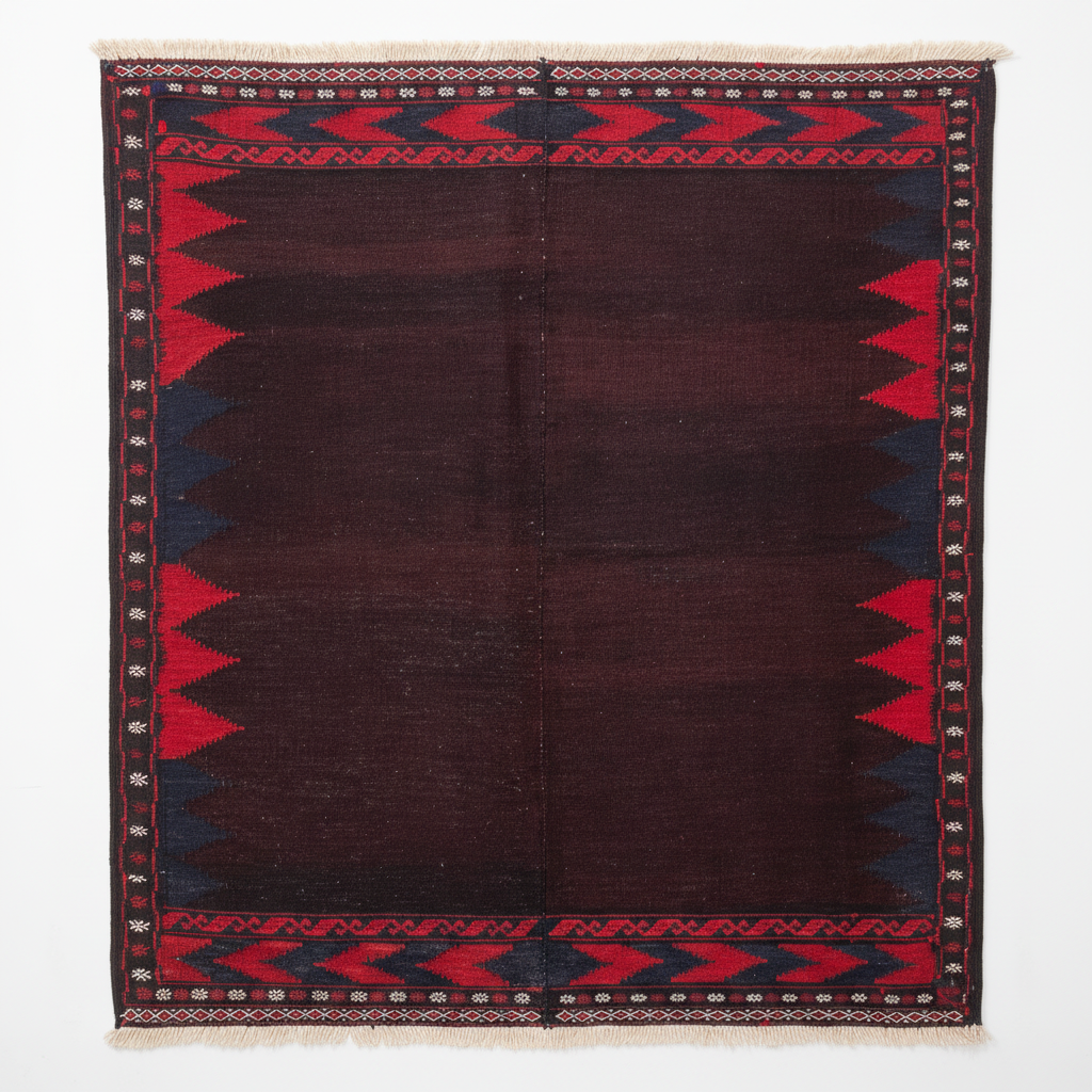 Antique Turkish Kilim Rug 4x4 ft | Handwoven Vintage Square Carpet