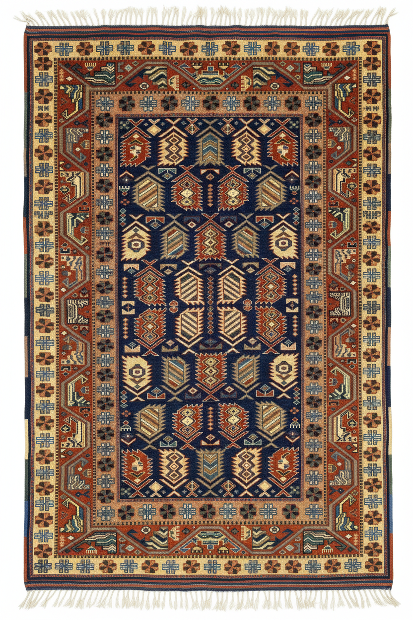 Antique Armenian Rug 4x6ft 1930-1940s | Natural Dye Wool Pile