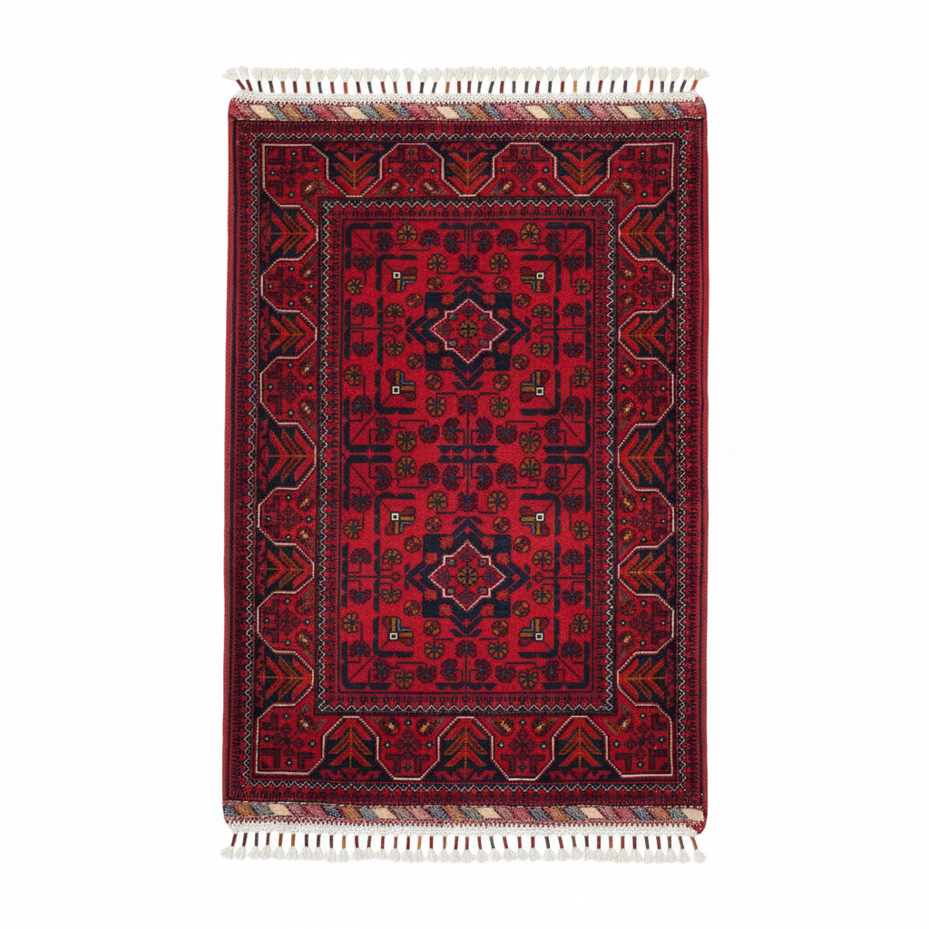 High Quality Small Red Carpet 2x3ft | Afghan Wool Rug Natural Dye