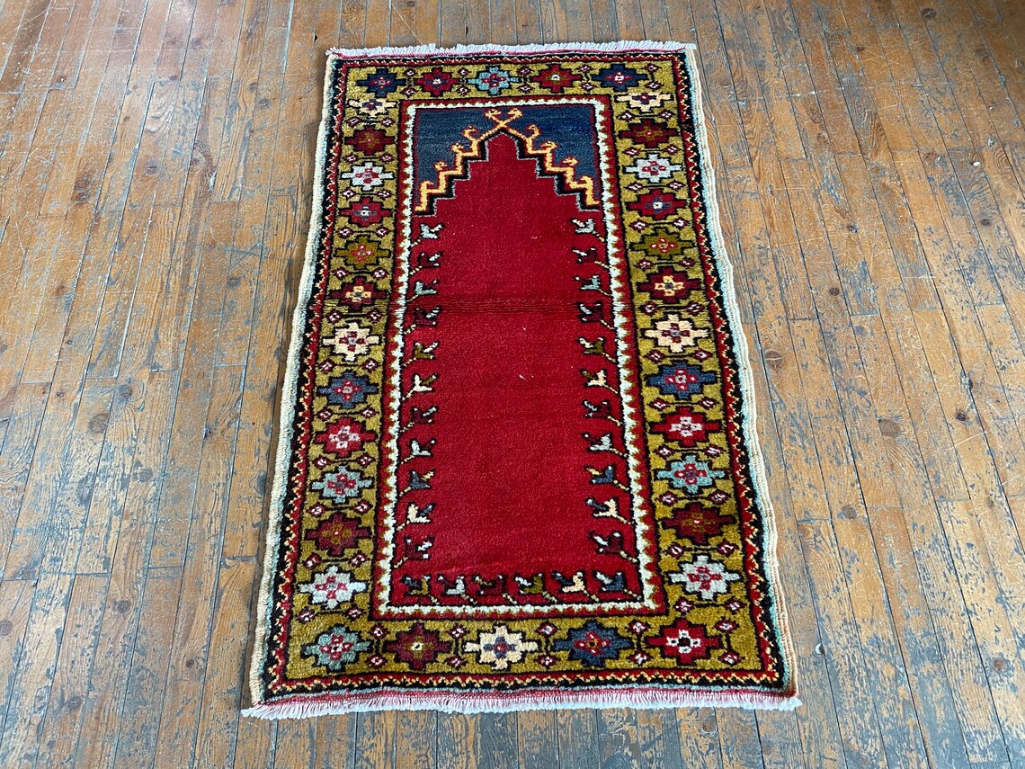 Traditional Small Handmade Carpet 2x4ft - Turkish Wool Rug Cappadocia Rug Collection