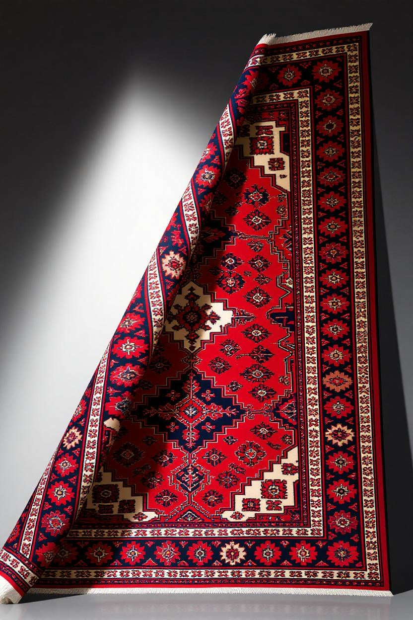 Worn handwoven Turkish carpet showing signs of damage and wear requiring repair or replacement assessment