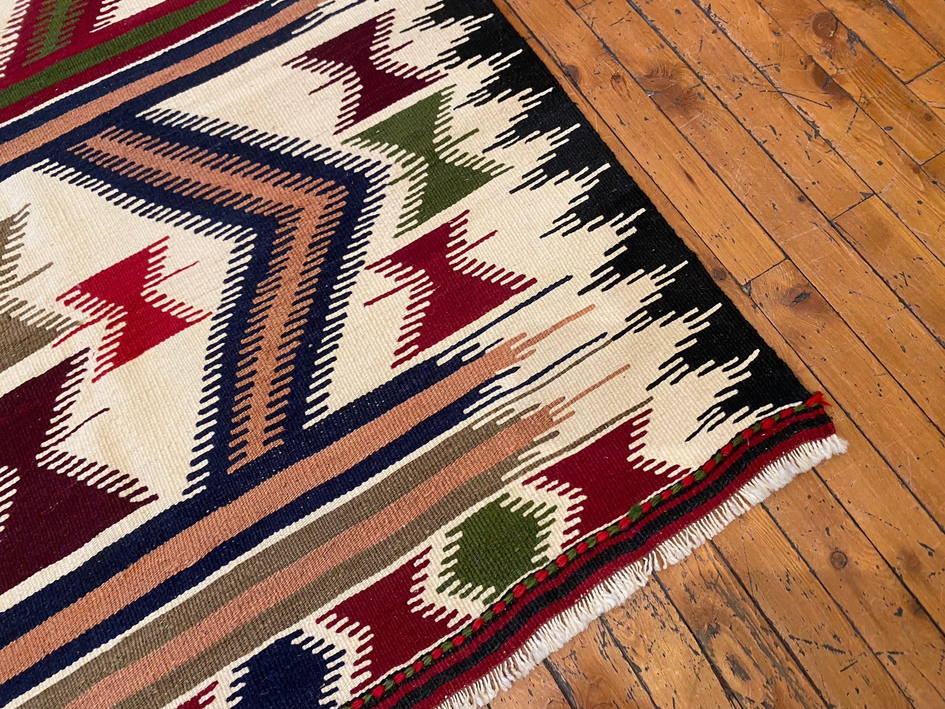 Anatolia Geometric Design Kilim Rug 3x6 ft - Handwoven Turkish Kilim Runner Cappadocia Rug Collection