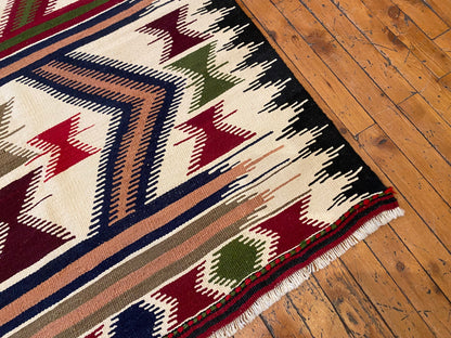 Anatolia Geometric Design Kilim Rug 3x6 ft - Handwoven Turkish Kilim Runner Cappadocia Rug Collection