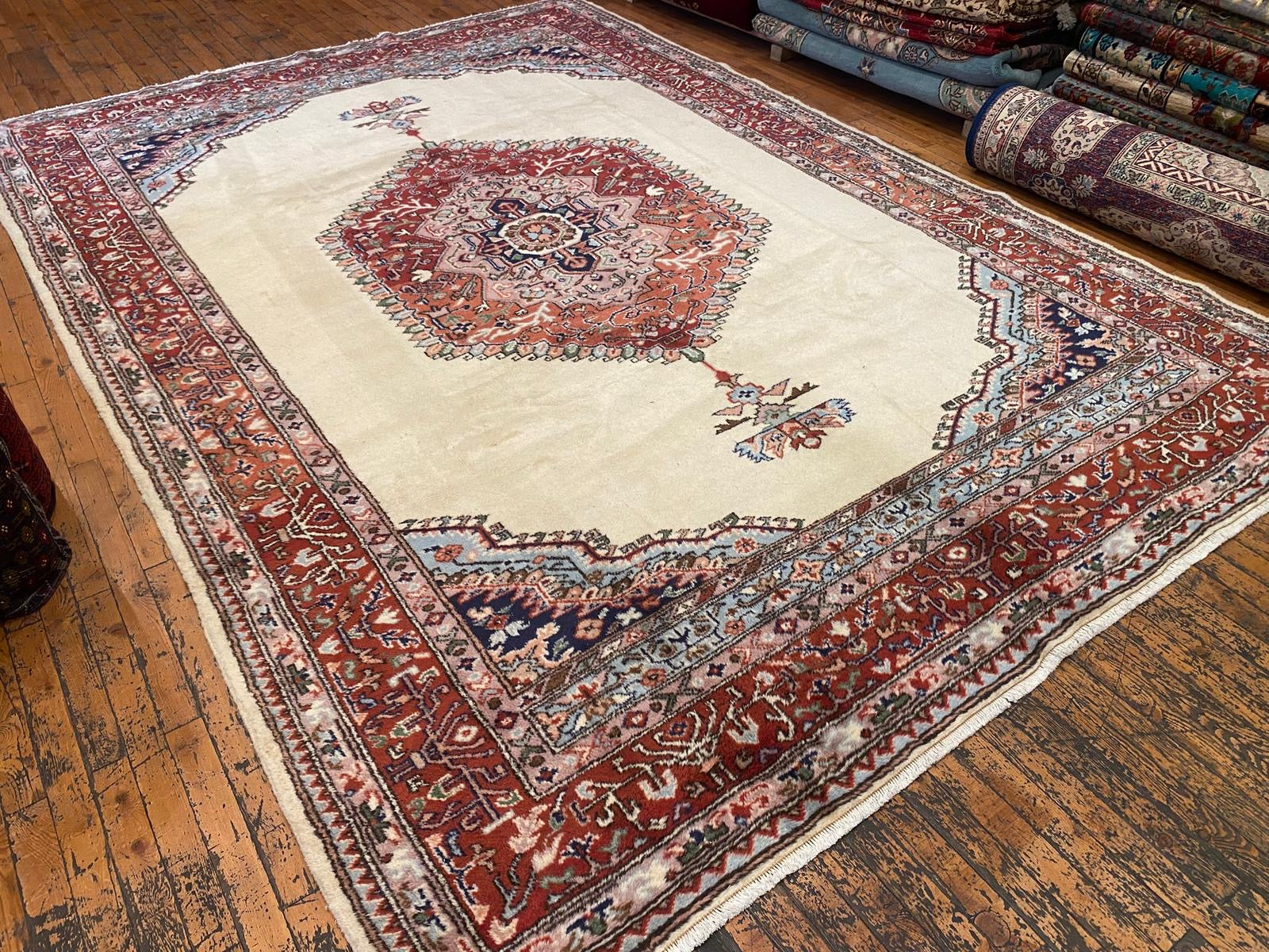 Beige Anatolian Handmade Area Carpet 7x10ft Cappadocia Rug Collection