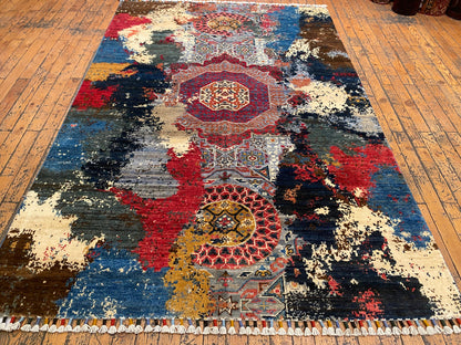 Unique Colorful Handmade Rug 4x6 ft | Extra-Ordinary Designer Carpet Cappadocia Rug Collection