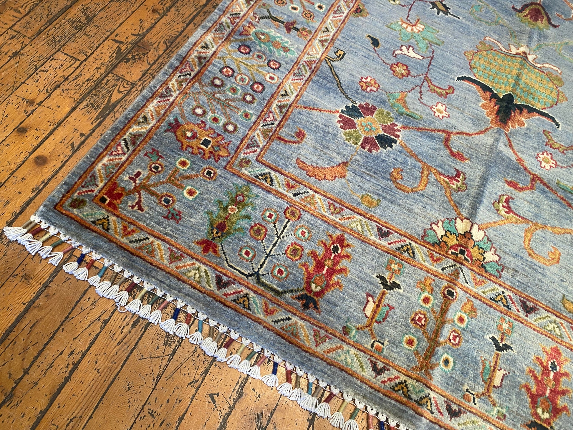 Handwoven Turquoise Floral Kilim Rug 4x6 ft - Premium Area Rug Cappadocia Rug Collection