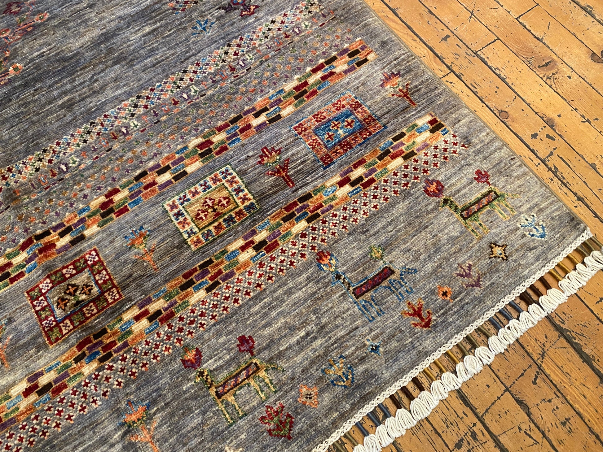 Gabbeh Rug 4x6 ft - Handwoven Wool Tribal Carpet 127x186cm Cappadocia Rug Collection
