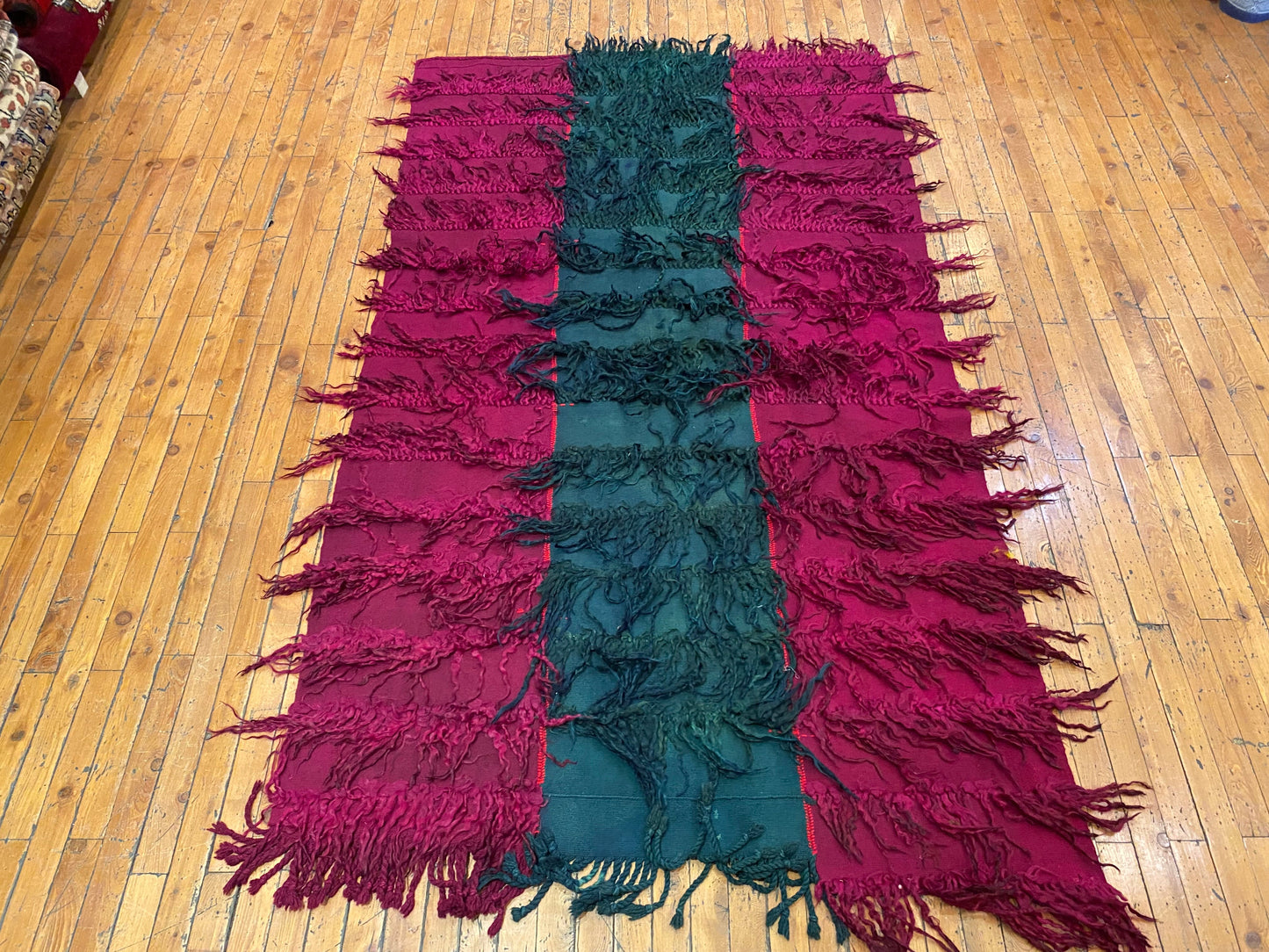 Burgundy Wall Hanging Tulu Kilim Rug | Turkish Handwoven Decor Cappadocia Rug Collection