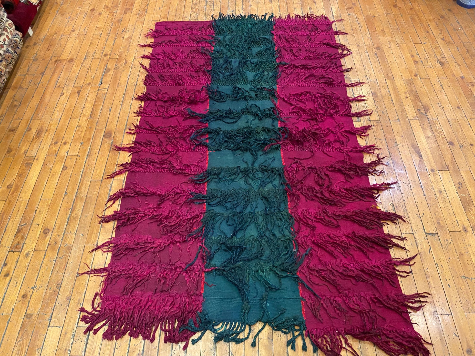 Burgundy Wall Hanging Tulu Kilim Rug | Turkish Handwoven Decor Cappadocia Rug Collection