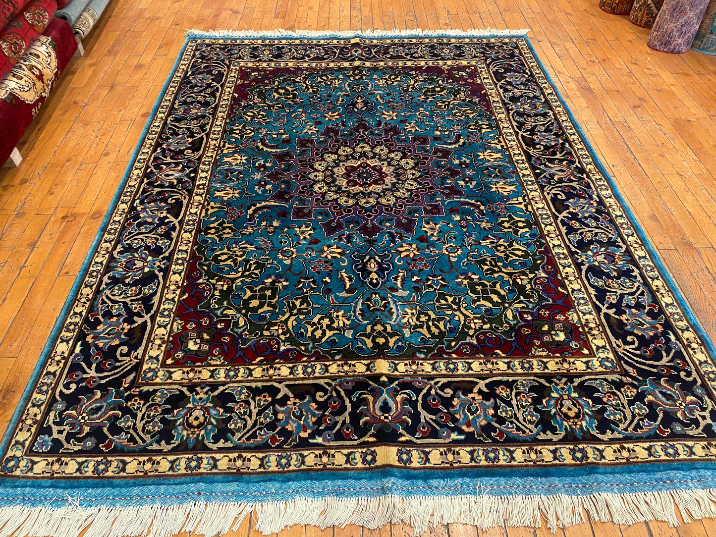 Hand-Knotted Wool Oriental Rug Featuring Geometric Design 5”x7”