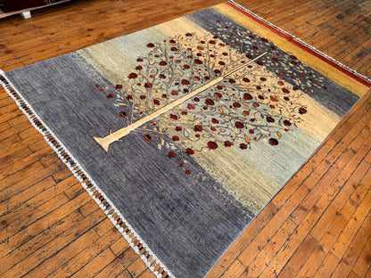 Handwoven Wool Rug – Tree of Life Design, Oriental Handmade Carpet 5x7ft Cappadocia Rug Collection
