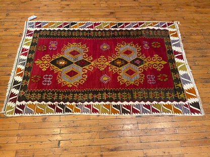 Cappadocia Antique Kilim Rug 4x6 ft - Authentic Turkish Handwoven Vintage Carpet