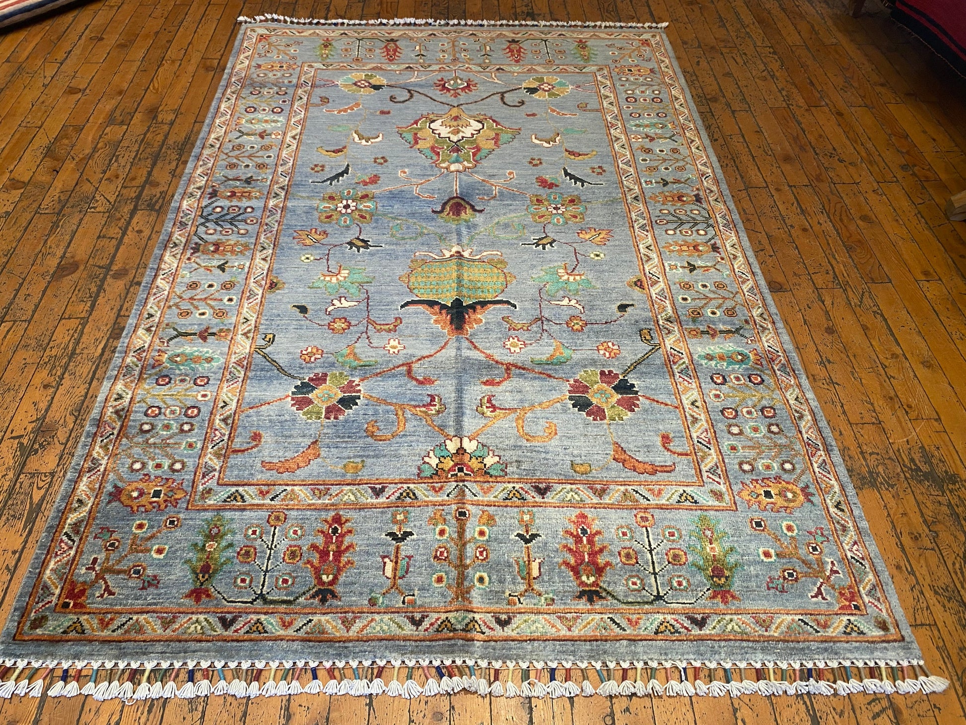 Handwoven Turquoise Floral Kilim Rug 4x6 ft - Premium Area Rug Cappadocia Rug Collection