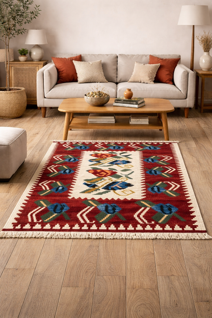 Handmade Cappadocia Kilim Rug 3x4ft - Authentic Turkish Flatweave