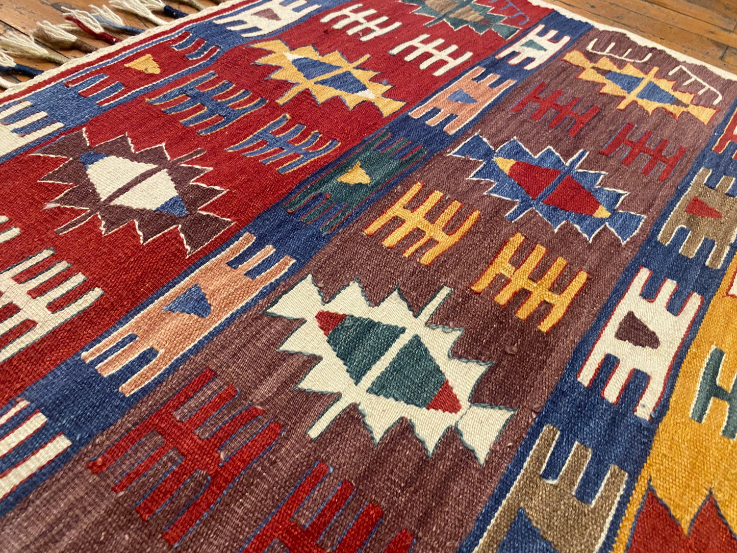 Vintage Anatolian Kilim | Handmade Turkish Flatweave with Tribal Patterns 3x4ft