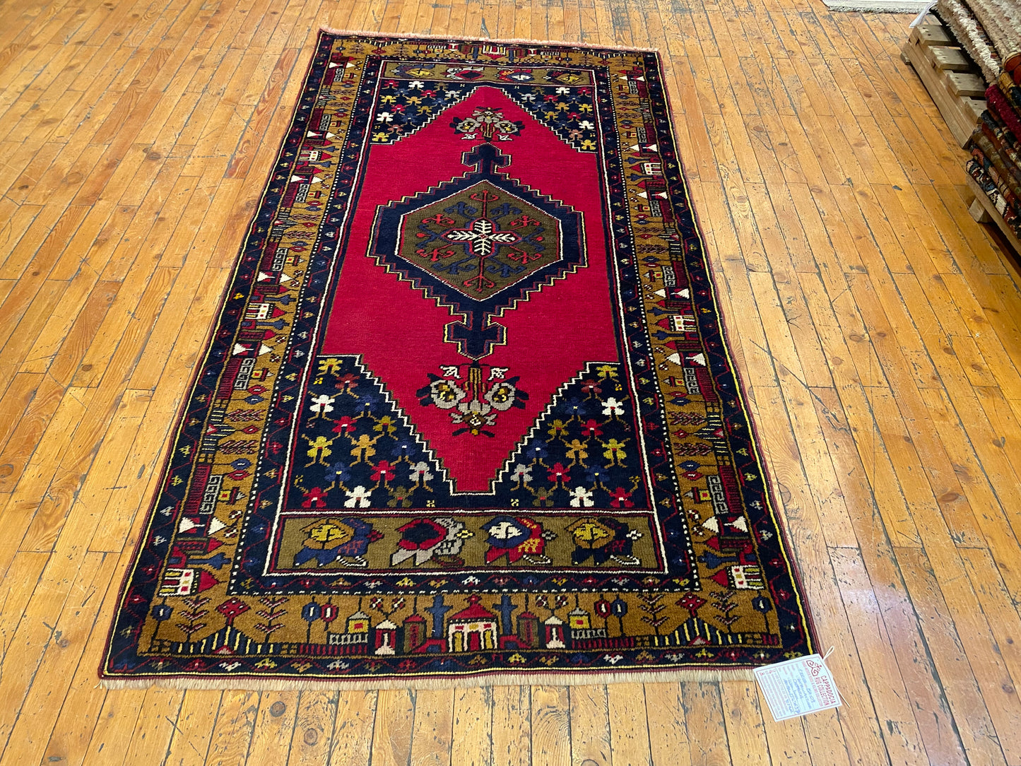 Turkish Wool Rug from Cappadocia ,Yahyali Pattern ,Double Knotted, Natural Dyes