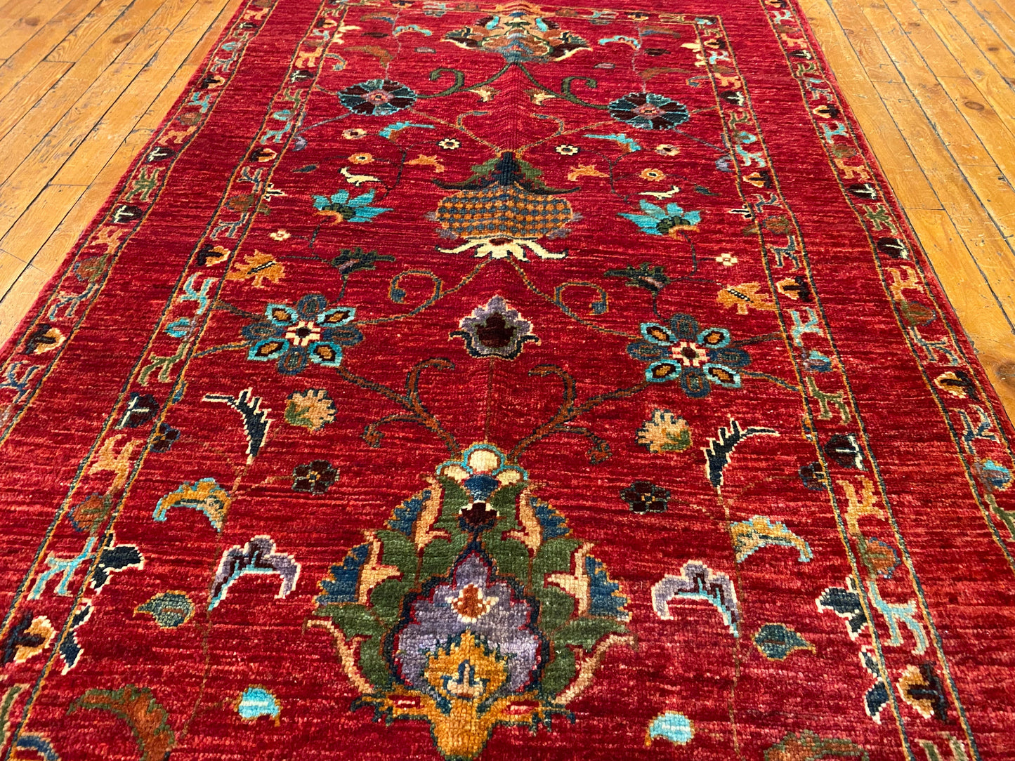 Red Floral Handmade Rug 3x5 ft 155x95 cm Cappadocia Rug Collection