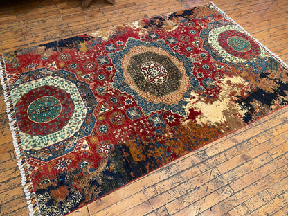 Colorful Geometric Handmade  Rug 4x6 ft (120x180 cm) - Natural Dye Wool Cappadocia Rug Collection