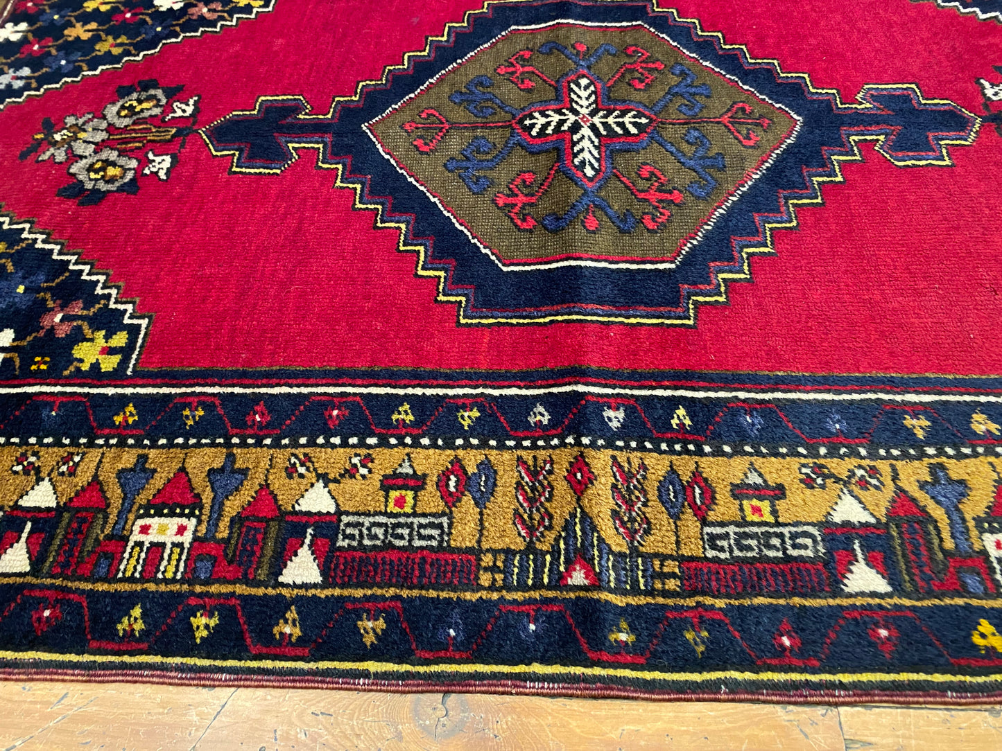 Turkish Wool Rug from Cappadocia ,Yahyali Pattern ,Double Knotted, Natural Dyes