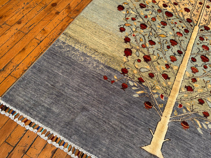 Handwoven Wool Rug – Tree of Life Design, Oriental Handmade Carpet 5x7ft Cappadocia Rug Collection