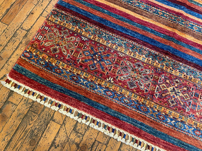 Stripe Pattern Handmade Rug 4x6 - Premium Wool Carpet | Free Shipping Cappadocia Rug Collection
