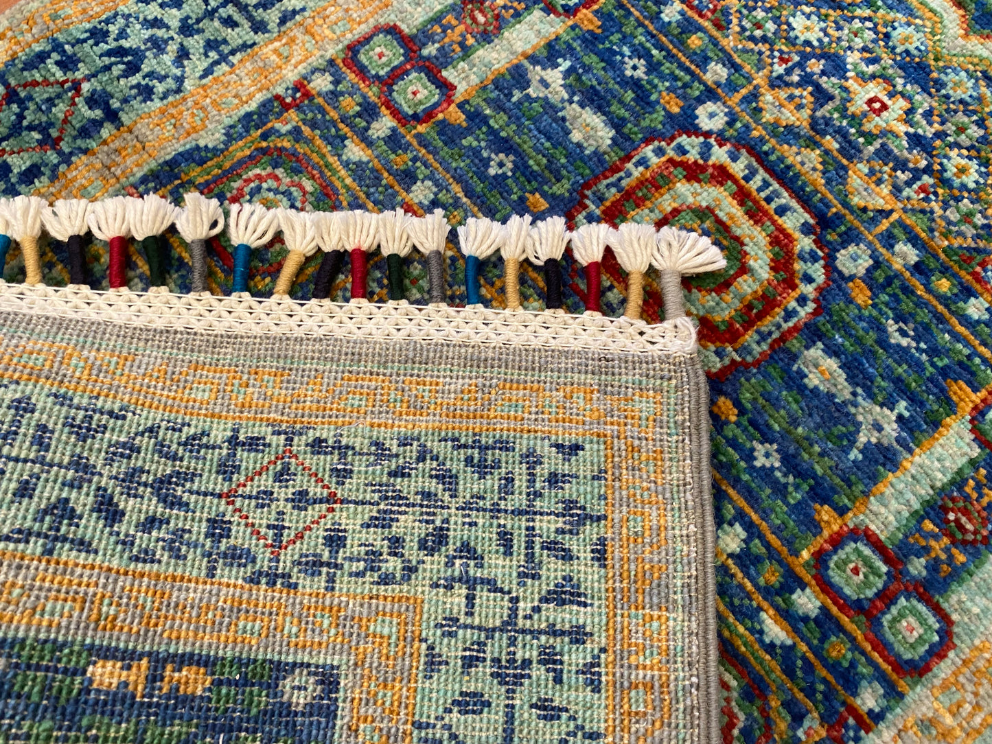 Turkish Hand-Knotted Runner – Oriental Wool Rug with Geometric Medallions 2x6ft