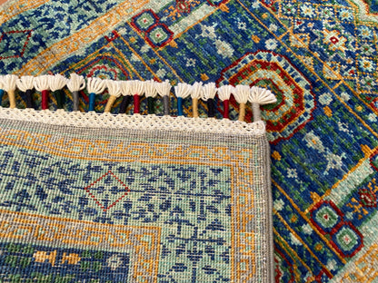 Turkish Hand-Knotted Runner – Oriental Wool Rug with Geometric Medallions 2x6ft