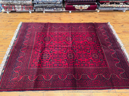 Vintage Burgundy Handmade Rug – Wool, Traditional Motifs 5x7ft Cappadocia Rug Collection