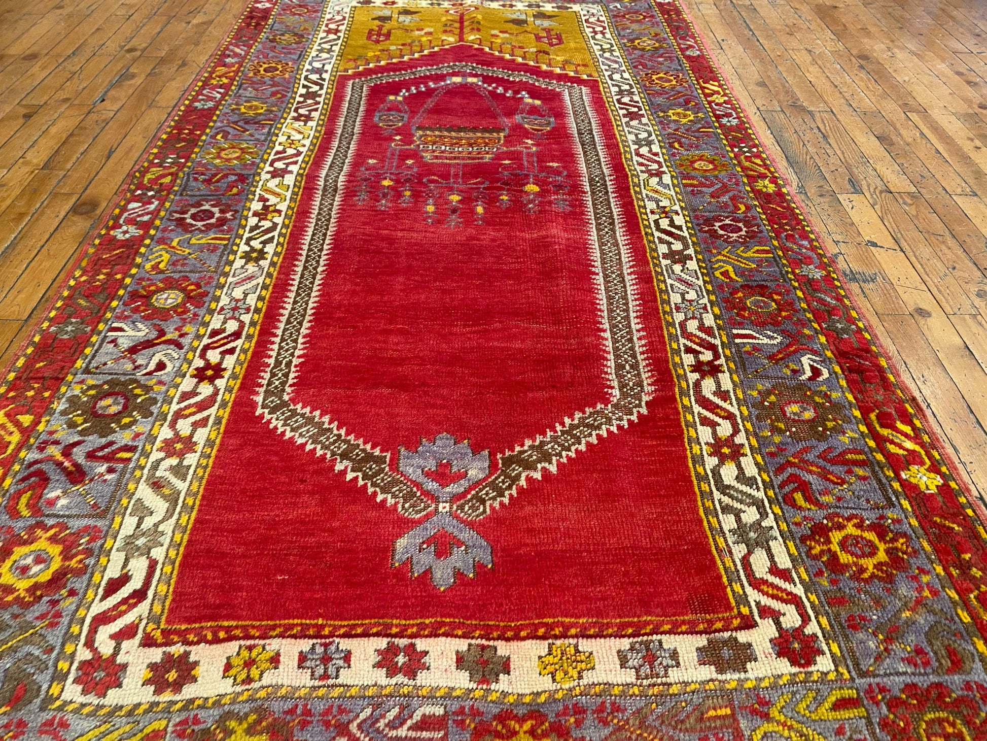 Antique Turkish Anatolian Handmade Rug 4x7 ft | Vintage Carpet Cappadocia Rug Collection