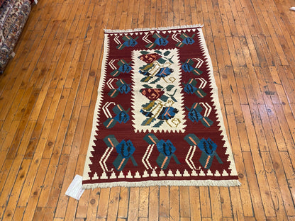 Handmade Cappadocia Kilim Rug 3x4ft - Authentic Turkish Flatweave