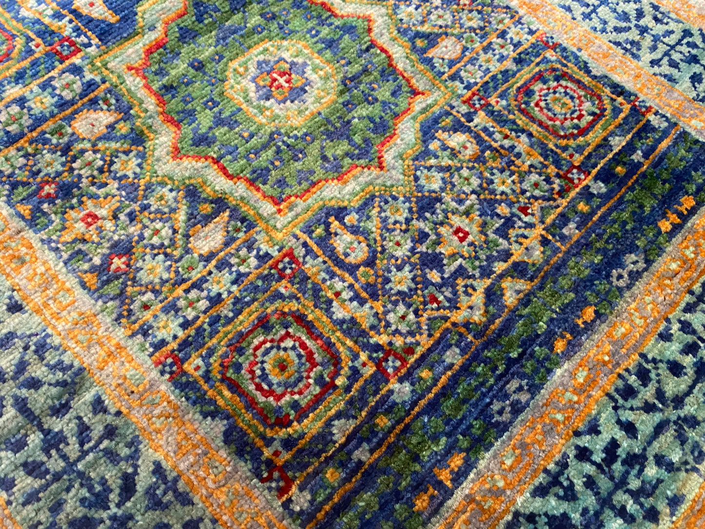 Turkish Hand-Knotted Runner – Oriental Wool Rug with Geometric Medallions 2x6ft