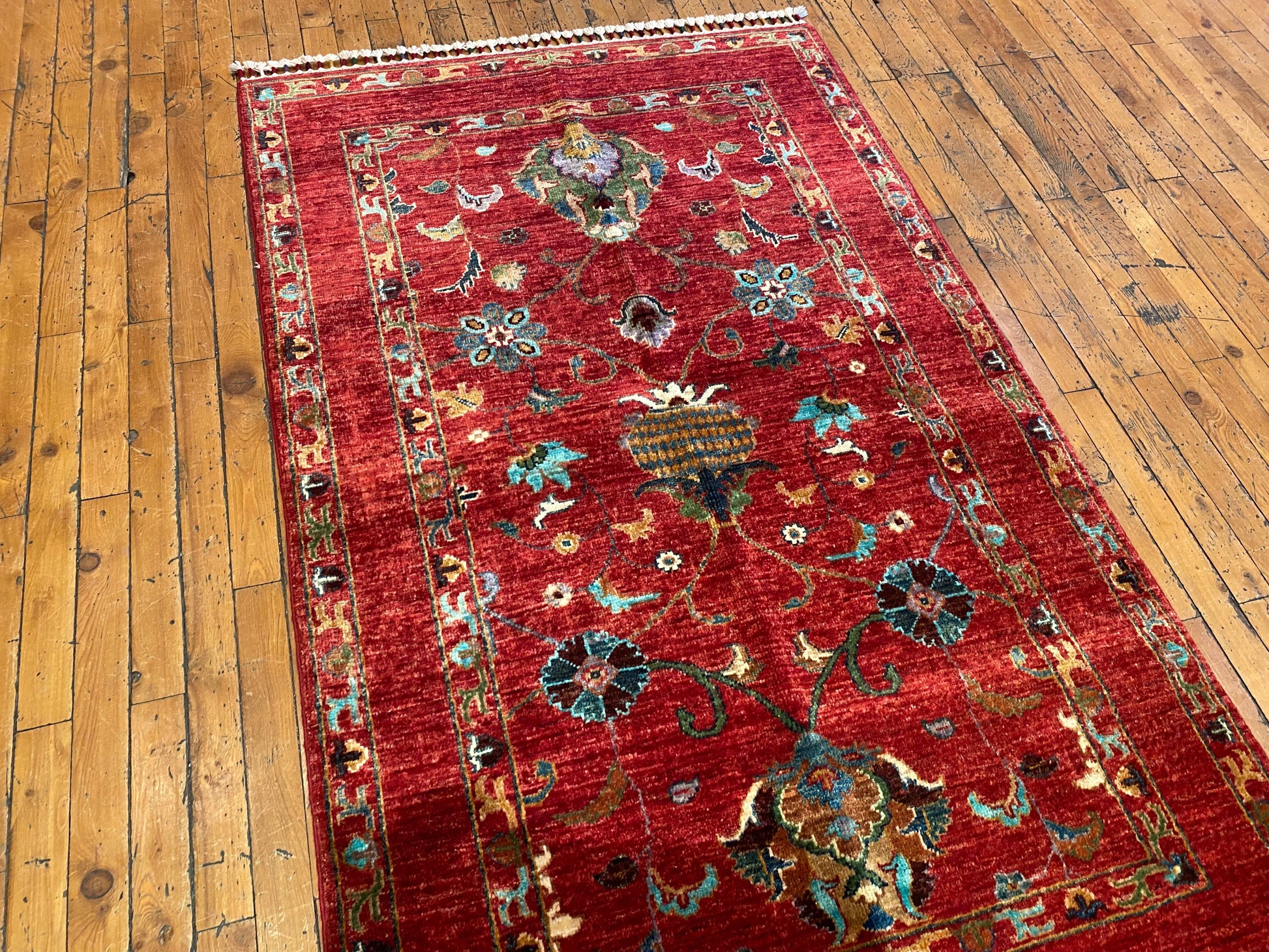 Red Floral Handmade Rug 3x5 ft 155x95 cm Cappadocia Rug Collection