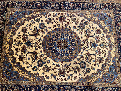 Classic Handmade Wool Oriental Carpet with Geometric Layout 5”x7”