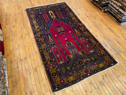 Traditional Handmade Turkish Cappadocia Prayer Rug 4x7ft
