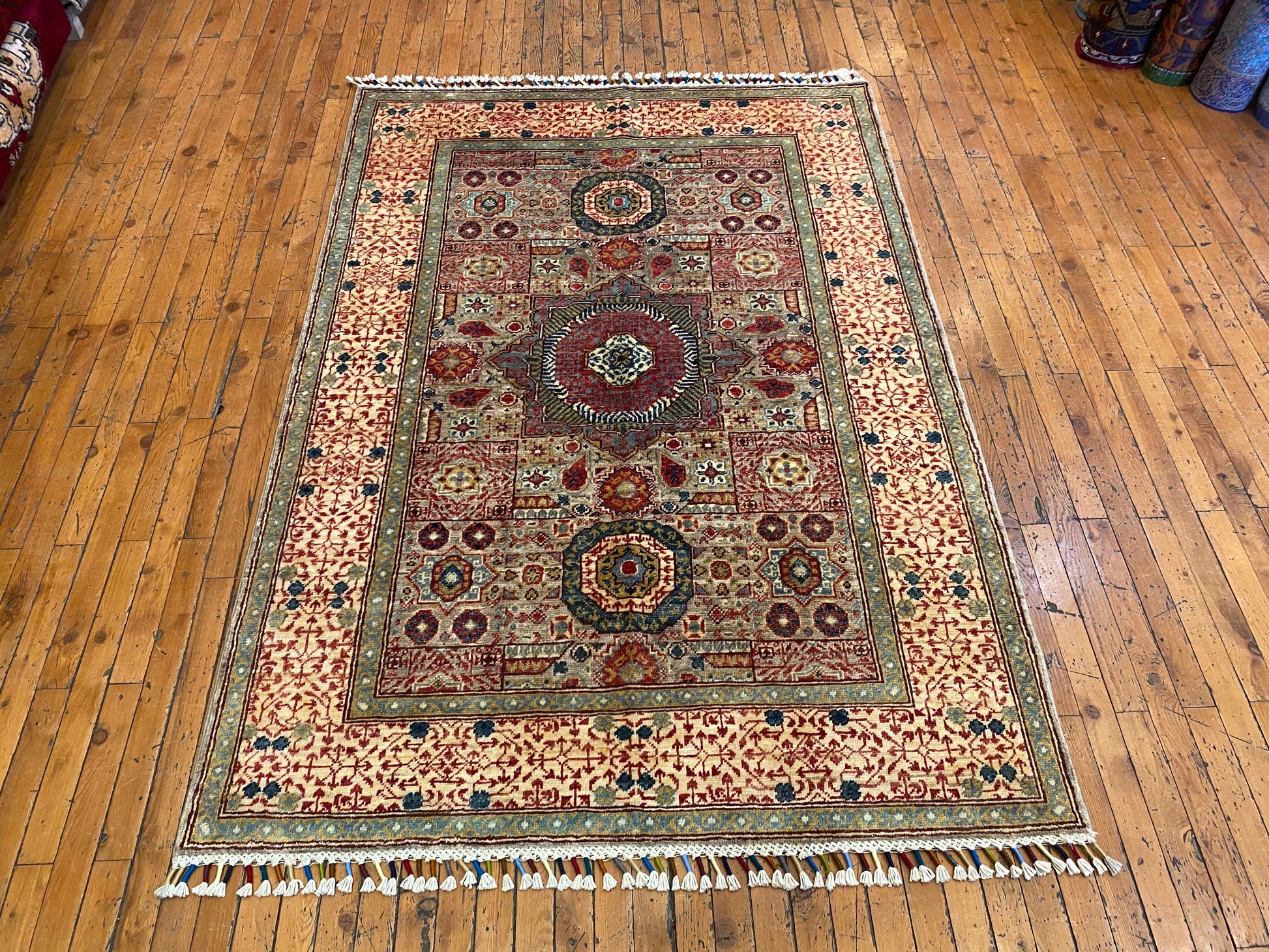 Handmade Mamluk Rug - Geometric Design 4'x6' | Premium Wool Carpet  ADN Cappadocia Rug Collection