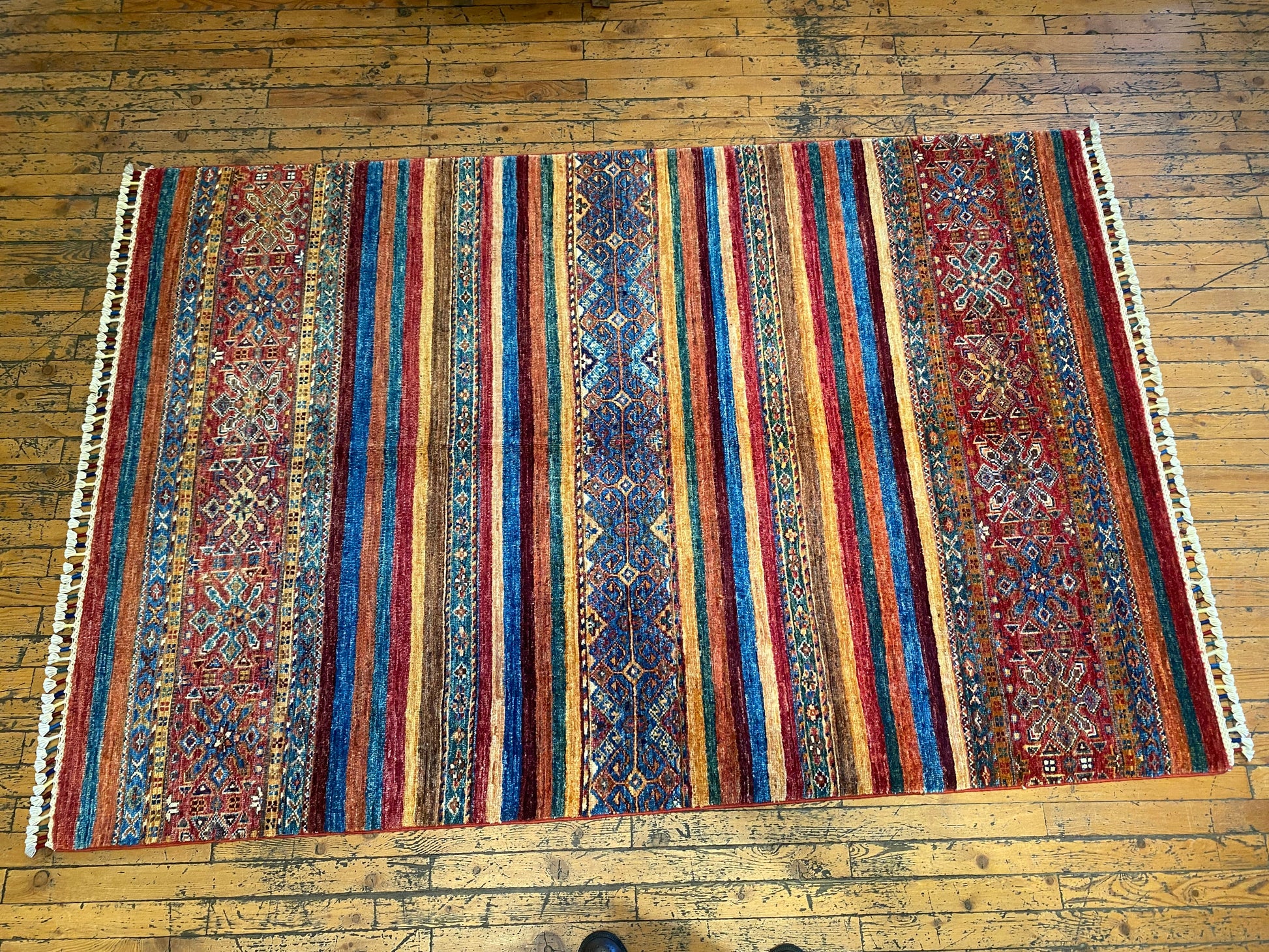 Stripe Pattern Handmade Rug 4x6 - Premium Wool Carpet | Free Shipping Cappadocia Rug Collection