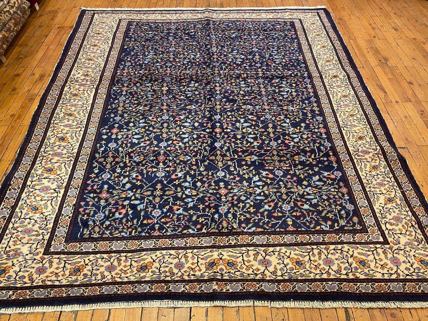 Handmade Turkish Floral Rug - Premium Vintage Oriental Carpet 6x7 Feet