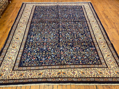 Handmade Turkish Floral Rug - Premium Vintage Oriental Carpet 6x7 Feet