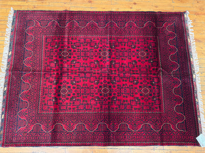 Vintage Burgundy Handmade Rug – Wool, Traditional Motifs 5x7ft Cappadocia Rug Collection