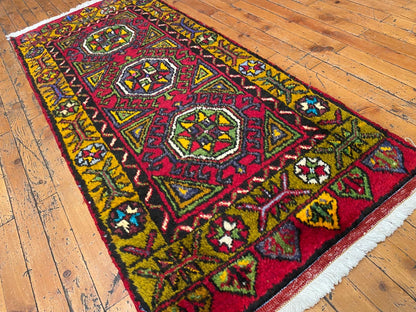 Antique Small Turkish Rug 2x5 - Vintage Handwoven Rug